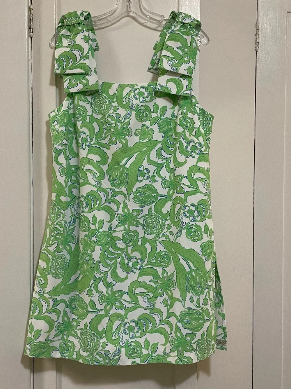 Lilly Pulitzer Green white blue anders skirted romper size large - Picture 1 of 10